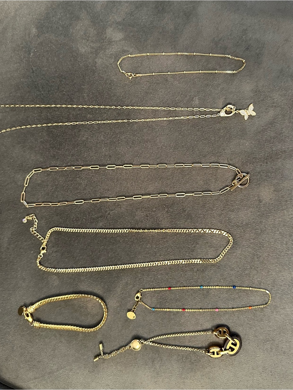Gold Tone Layered Necklace and Bracelet Bundle